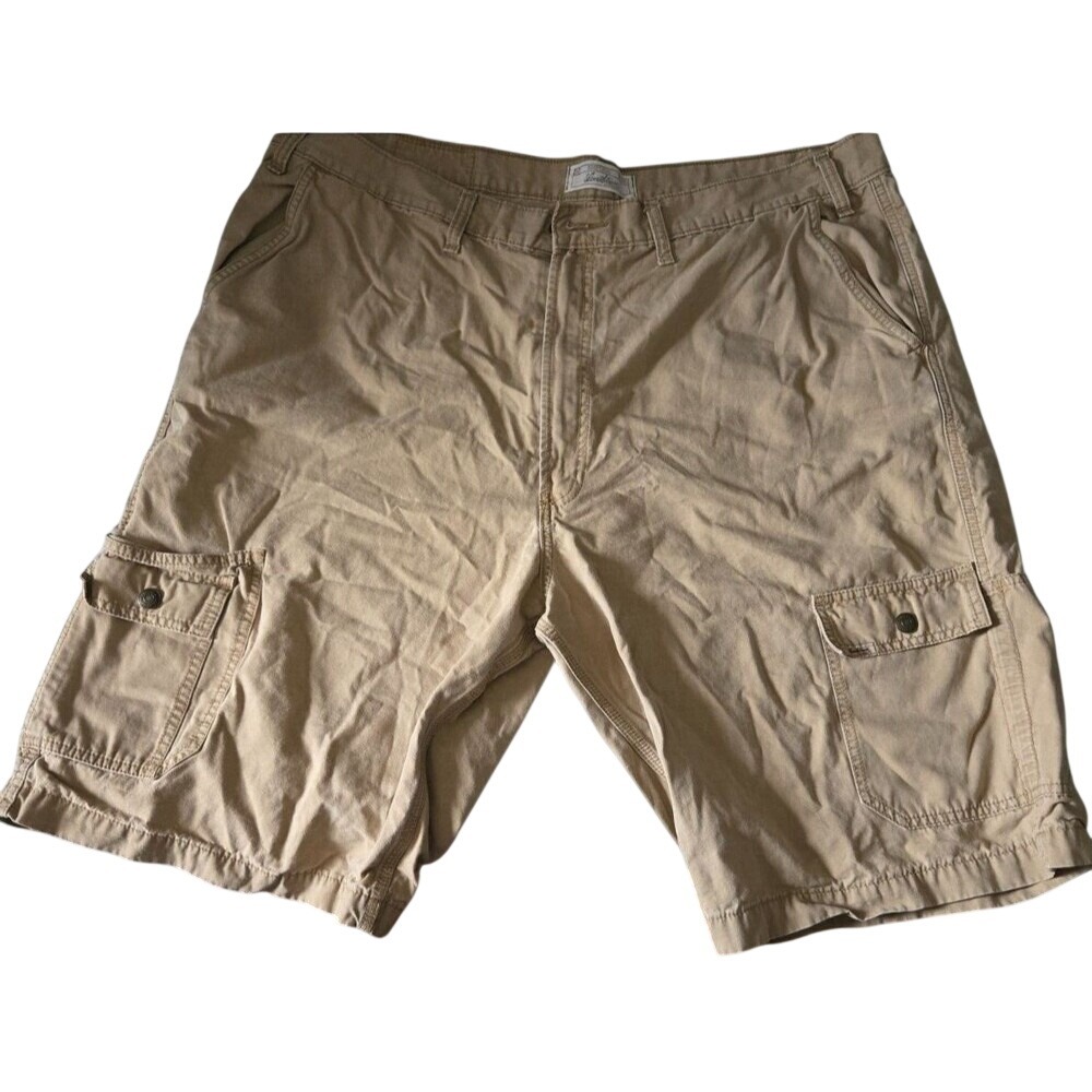 Levi Strauss Signature Cargo Shorts Mens 42 Tan Cotton Canvas Utility A-022